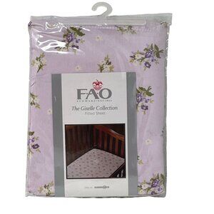 Fitted Crib Sheet Purple Floral 100% Cotton Cottagecore Lavender Pastel Fairy